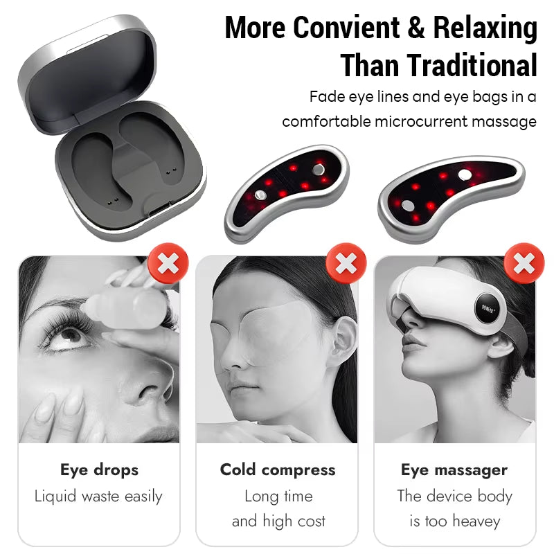 GlowEyes™ Led Red Light Eye Care Therapy EMS Pulse Micro-Current Device Eye Massager to Relieve Fatigue for Treatment under Eye Wrinkle